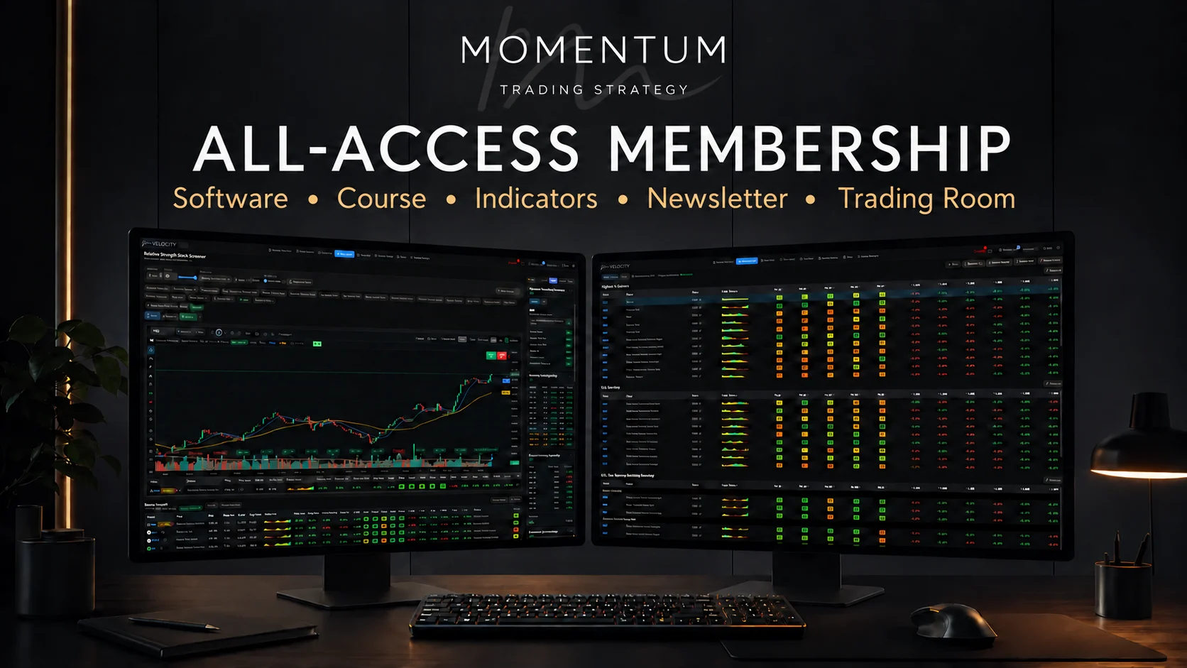 All-Access Membership: software with built-in indicators, course, newsletter, and Trading Room